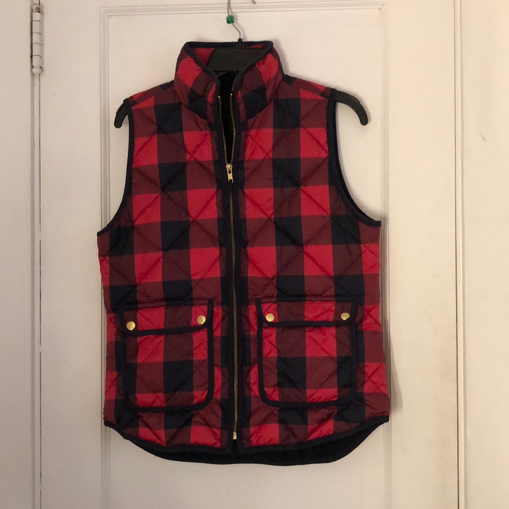 J. Crew Red & Navy Buffalo Plaid Excursion Vest